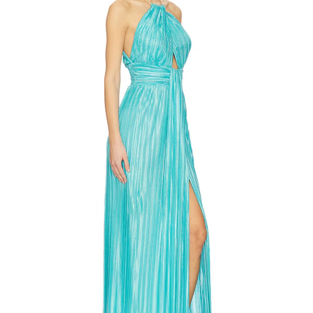 Elegant Turquoise Halter Maxi Dress